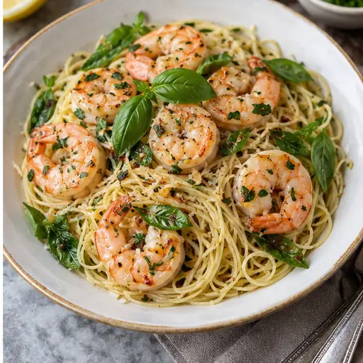 Angel Hair Pasta with Shrimp and Basil