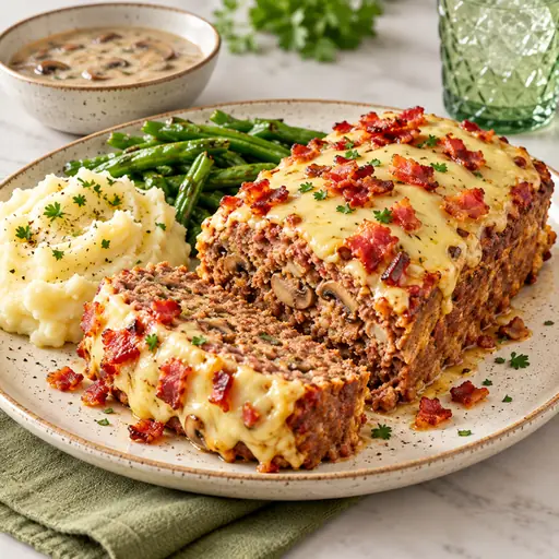 Bacon Mushroom Swiss Meatloaf