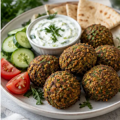 Falafel and Cucumber Sauce