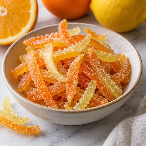 Sweet Candied Orange and Lemon Peel